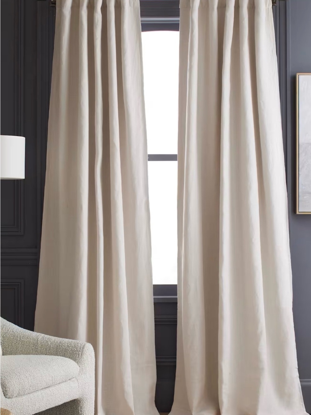 NWT Quince Cream Heavyweight European Linen Room Darkening Curtain